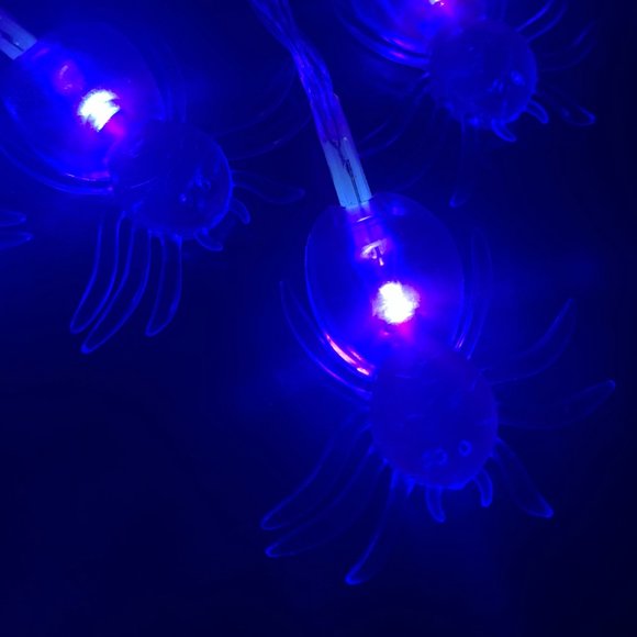 10' Halloween Purple Rubber Crawling Spiders 2 AA Batteries LED String Lights - Picture 2 of 8